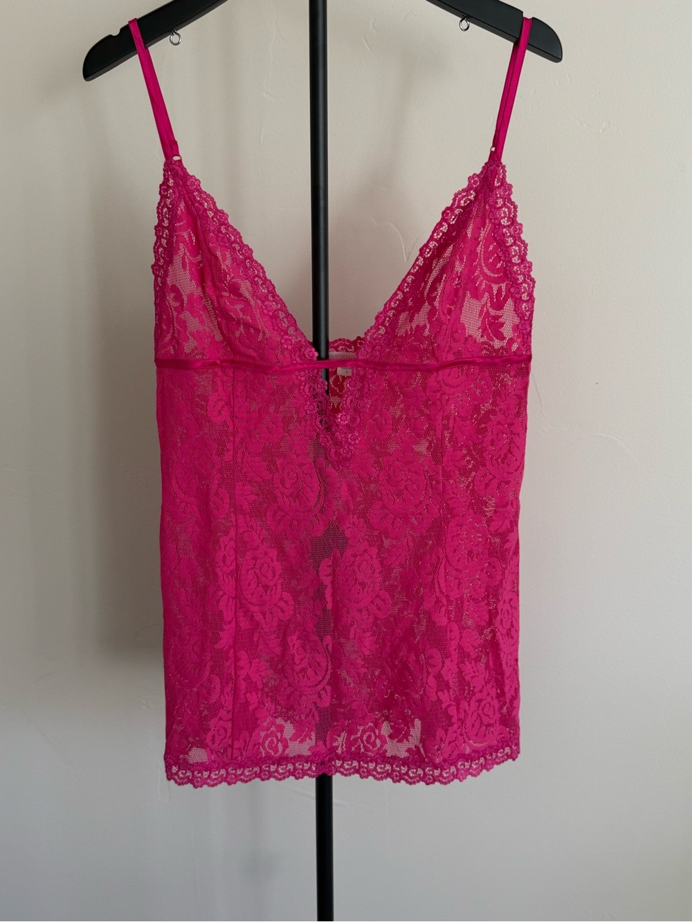 Victoria's Secret 2004 Pink Sheer Lace Floral dress  Adjustable Straps Size L